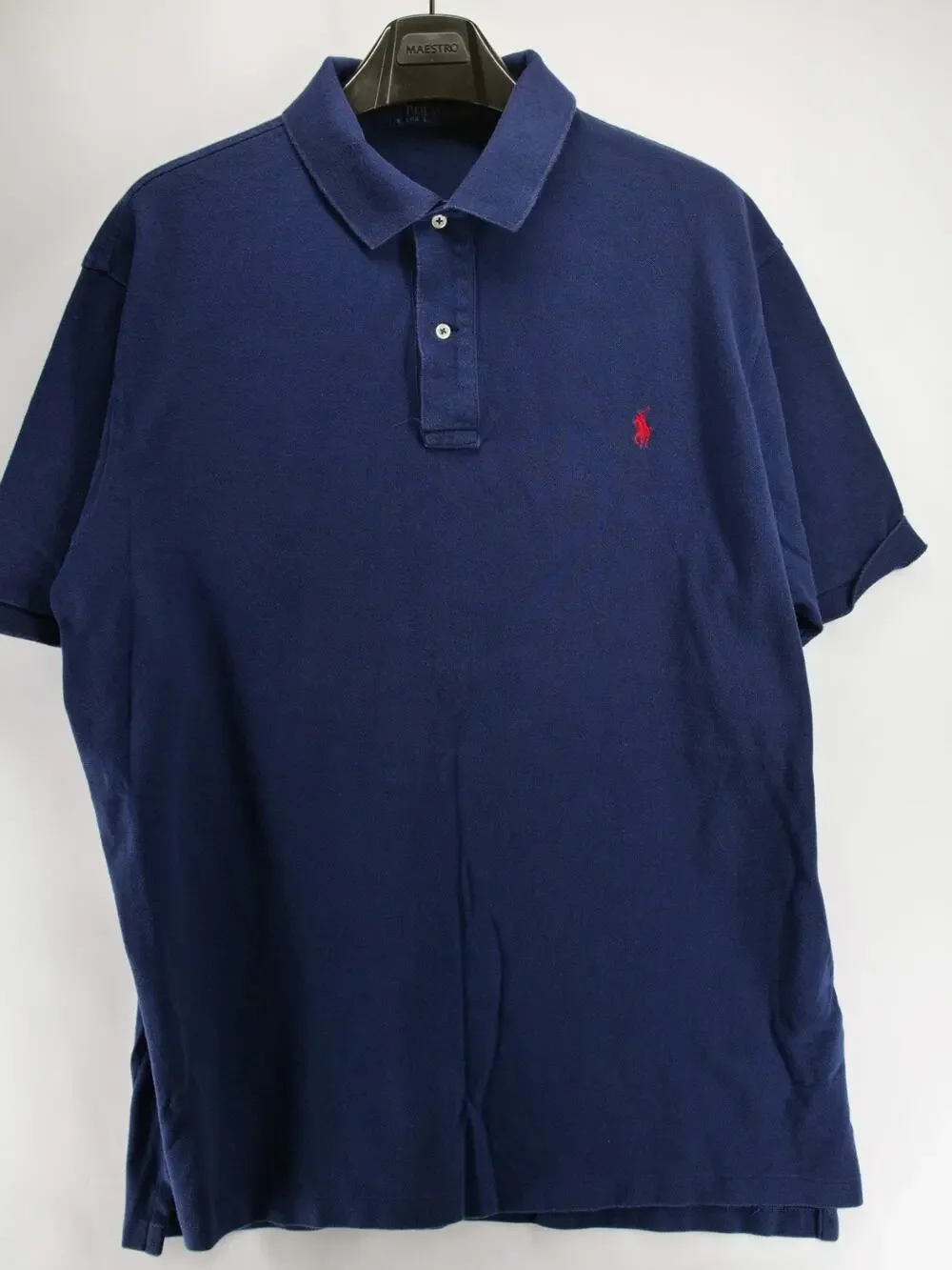Polo Ralph Lauren Navy Blue Mens XLT Polo Shirt Short Sleeve 10)% Cotton
